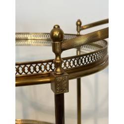 Oval Brass Neoclassical Drinks Trolley, Style of Maison Jansen, France, circa 1940