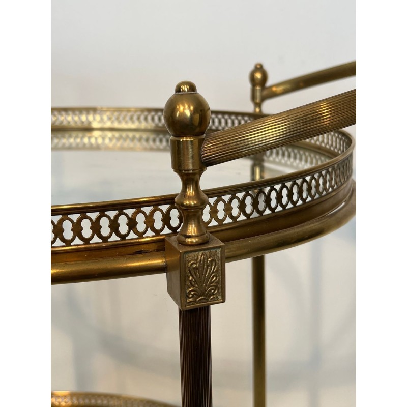 Oval Brass Neoclassical Drinks Trolley, Style of Maison Jansen, France, circa 1940
