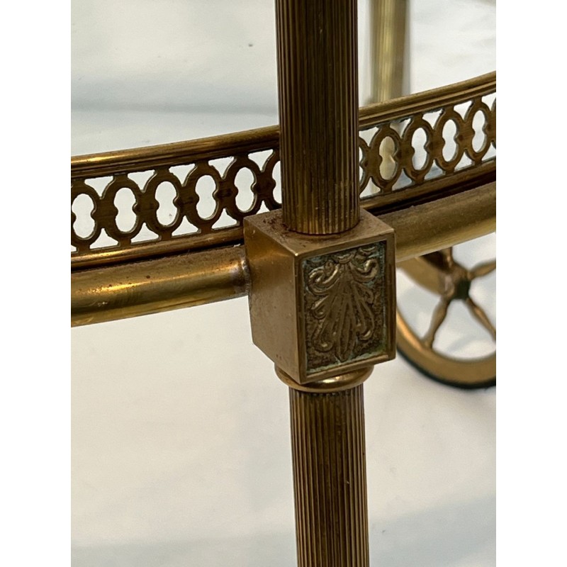 Oval Brass Neoclassical Drinks Trolley, Style of Maison Jansen, France, circa 1940