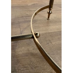 Table Basse Laiton Verre Laqué Noir, Maison Jansen, vers 1940