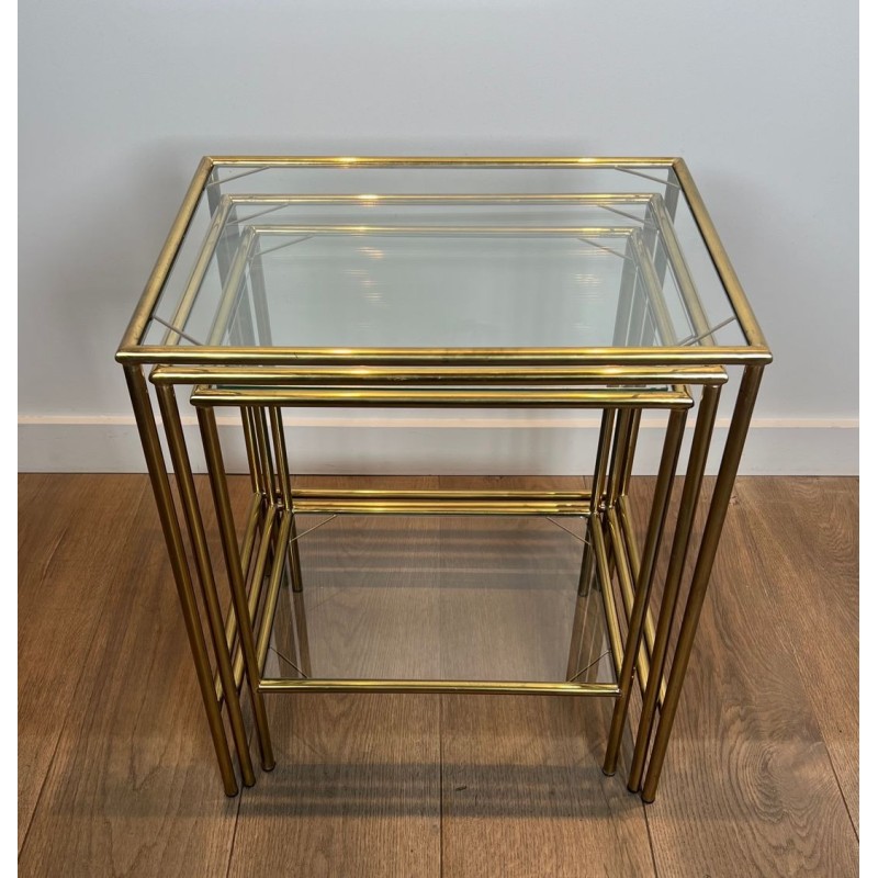 Suite de Tables Gigognes de Style Néoclassique en Laiton