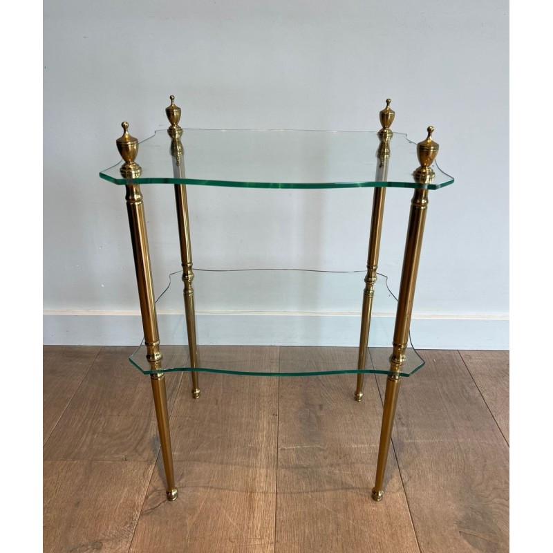 Bout de Canapé Laiton Deux Plateaux Verre, Maison Jansen, France, vers 1940