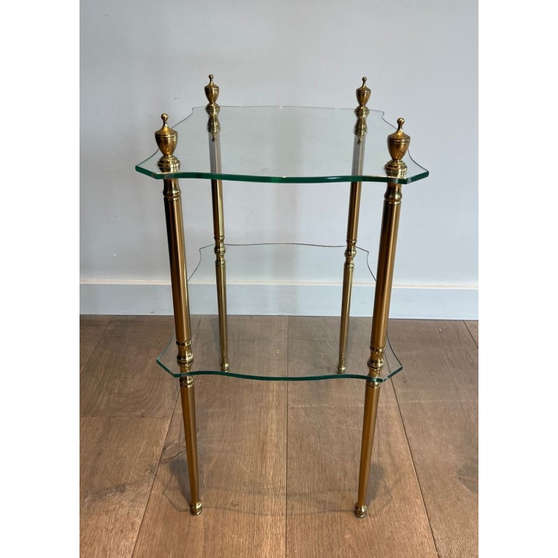 Bout de Canapé Laiton Deux Plateaux Verre, Maison Jansen, France, vers 1940