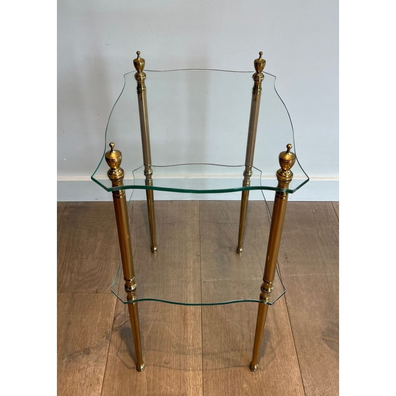 Bout de Canapé Laiton Deux Plateaux Verre, Maison Jansen, France, vers 1940