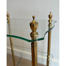 Bout de Canapé Laiton Deux Plateaux Verre, Maison Jansen, France, vers 1940