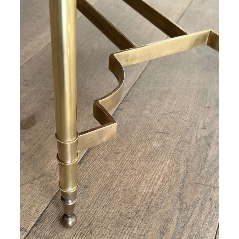 Neoclassical Brass Coffee Table with White Marble Top, Maison Jansen, circa 1940