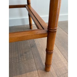 Paire Bouts de Canapé Bois Façon Bambou Plateaux Cannés, Travail Français, vers 1970