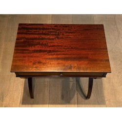 Neoclassical Mahogany Side Table with Curule X-Legs, in the Style of Jansen, circa 1940