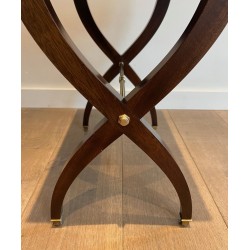 Neoclassical Mahogany Side Table with Curule X-Legs, in the Style of Jansen, circa 1940