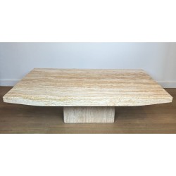 Table Basse Travertin, Stone International, Italie, vers 1980