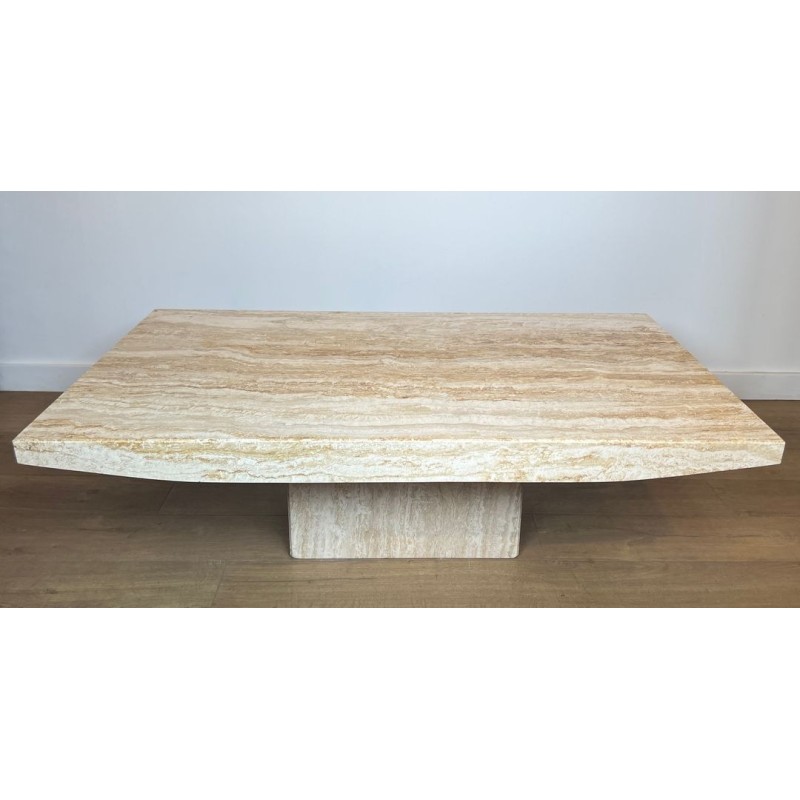 Table Basse Travertin, Stone International, Italie, vers 1980
