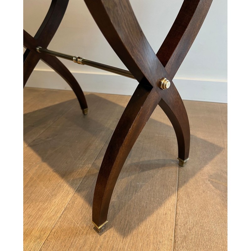 Neoclassical Mahogany Side Table with Curule X-Legs, in the Style of Jansen, circa 1940