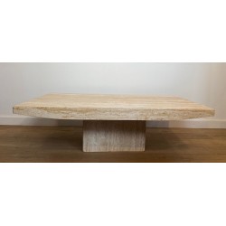 Table Basse Travertin, Stone International, Italie, vers 1980