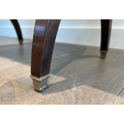 Neoclassical Mahogany Side Table with Curule X-Legs, in the Style of Jansen, circa 1940