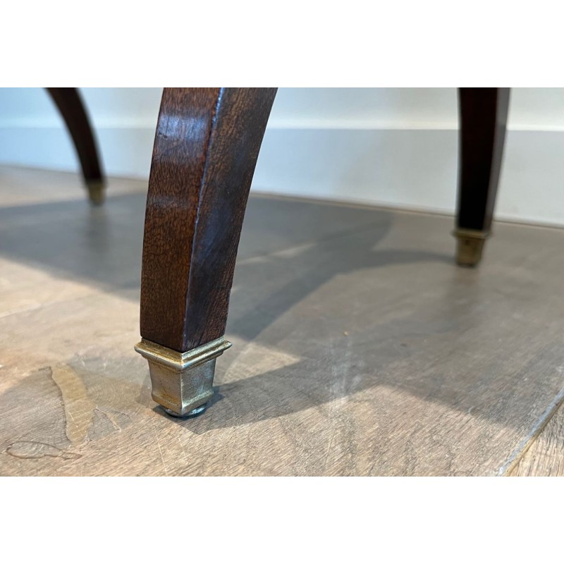 Neoclassical Mahogany Side Table with Curule X-Legs, in the Style of Jansen, circa 1940