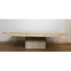 Table Basse Travertin, Stone International, Italie, vers 1980