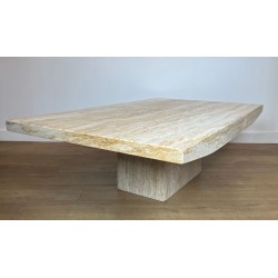 Table Basse Travertin, Stone International, Italie, vers 1980
