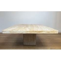 Table Basse Travertin, Stone International, Italie, vers 1980