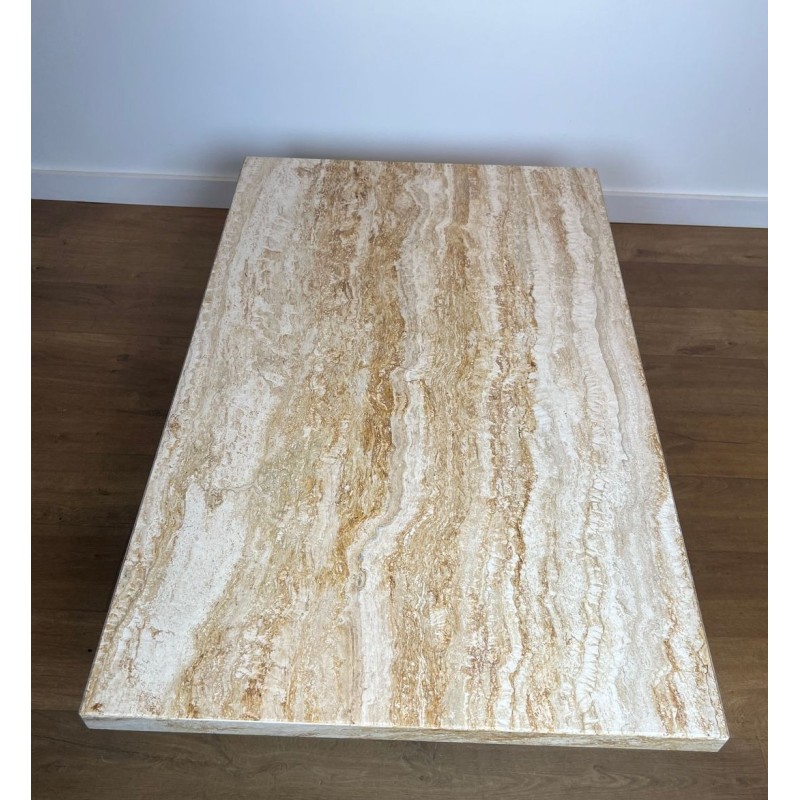 Table Basse Travertin, Stone International, Italie, vers 1980