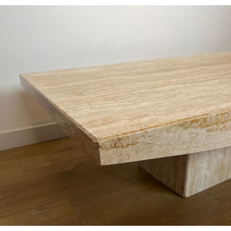 Table Basse Travertin, Stone International, Italie, vers 1980