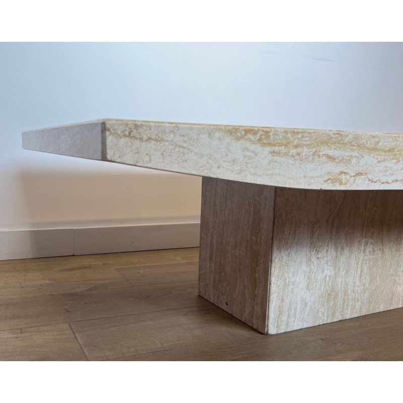 Table Basse Travertin, Stone International, Italie, vers 1980