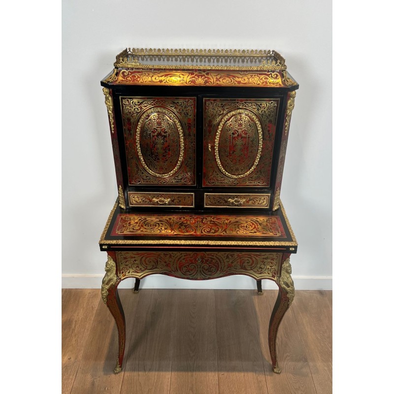 Bureau Bonheur du Jour Marqueterie Boulle, Époque Napoléon III, France, vers 1870