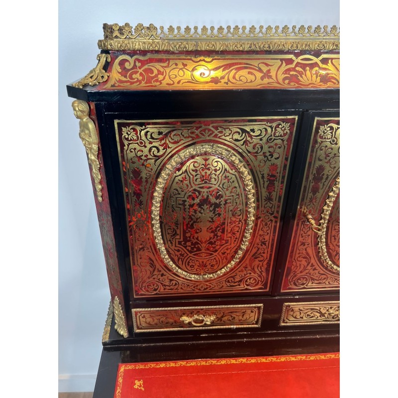 Bureau Bonheur du Jour Marqueterie Boulle, Époque Napoléon III, France, vers 1870