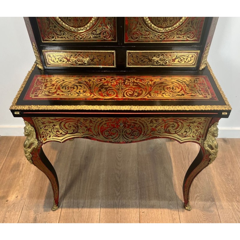 Bonheur du Jour in Boulle Marquetry, Napoleon III Period, France, circa 1870