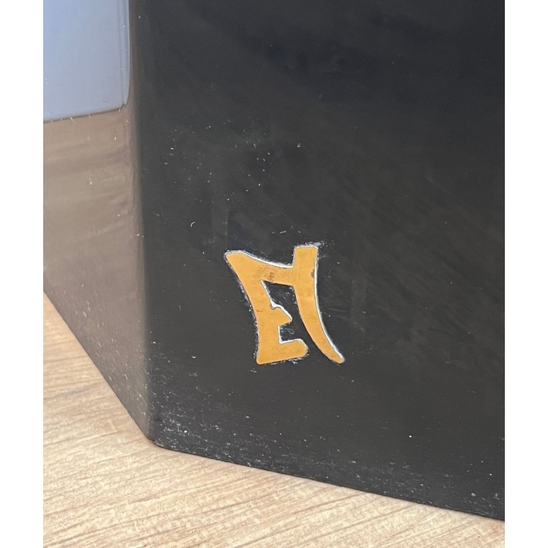 Black Lacquered and Gilt Metal Console, Jean-Claude Mahey, France, circa 1970