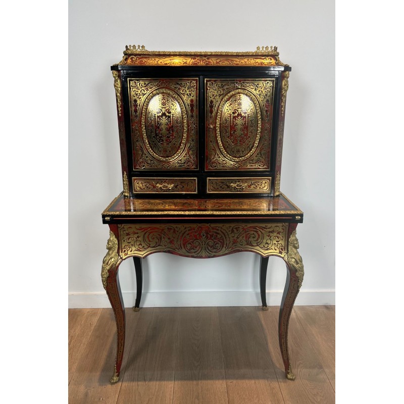 Bureau Bonheur du Jour Marqueterie Boulle, Époque Napoléon III, France, vers 1870