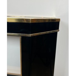 Black Lacquered and Gilt Metal Console, Jean-Claude Mahey, France, circa 1970