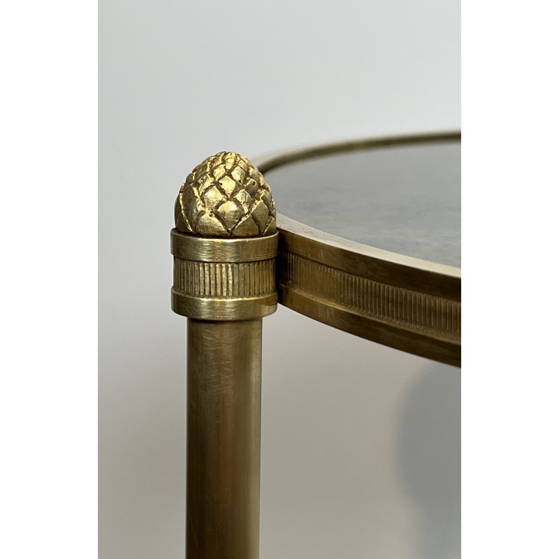 Three Tiers Round Gueridon with Eglomized Mirror Tops by Maison Baguès