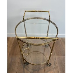 Table Roulante Ronde Laiton Néoclassique, Dans le Goût de Maison Jansen, vers 1940