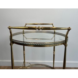 Table Roulante Ronde Laiton Néoclassique, Dans le Goût de Maison Jansen, vers 1940