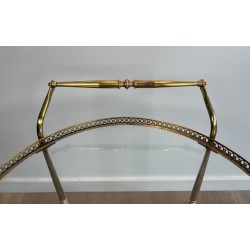 Round Brass Drinks Trolley, Neoclassical Style, in the Style of Maison Jansen, circa 1940