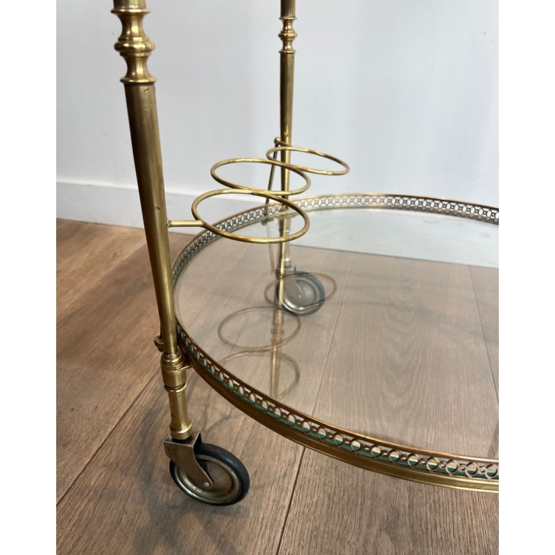 Table Roulante Ronde Laiton Néoclassique, Dans le Goût de Maison Jansen, vers 1940