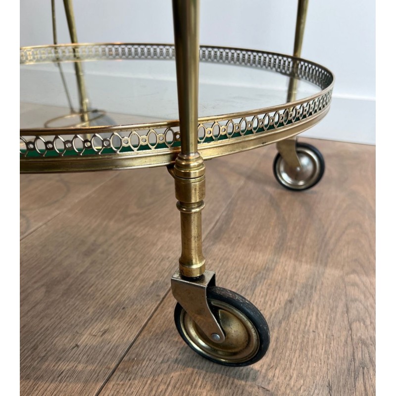 Table Roulante Ronde Laiton Néoclassique, Dans le Goût de Maison Jansen, vers 1940