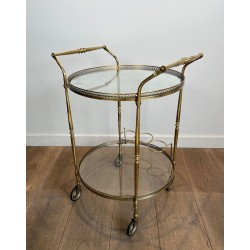 Table Roulante Ronde Laiton Néoclassique, Dans le Goût de Maison Jansen, vers 1940