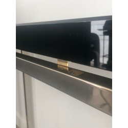 Chromed Console with Thick Black Lacquered Top, French Work, France, circa 1970