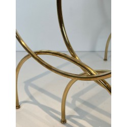Set of Neoclassical Brass Nesting Tables with Arcuate Base, French Work, circa 1970