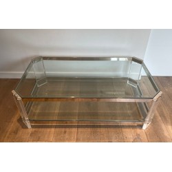 Table Basse Octogonale Lucite Chrome Maison Jansen vers 1970