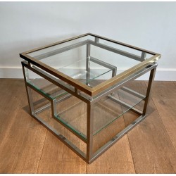 Paire Bouts Canapé Chrome Laiton Verre Travail Français vers 1970