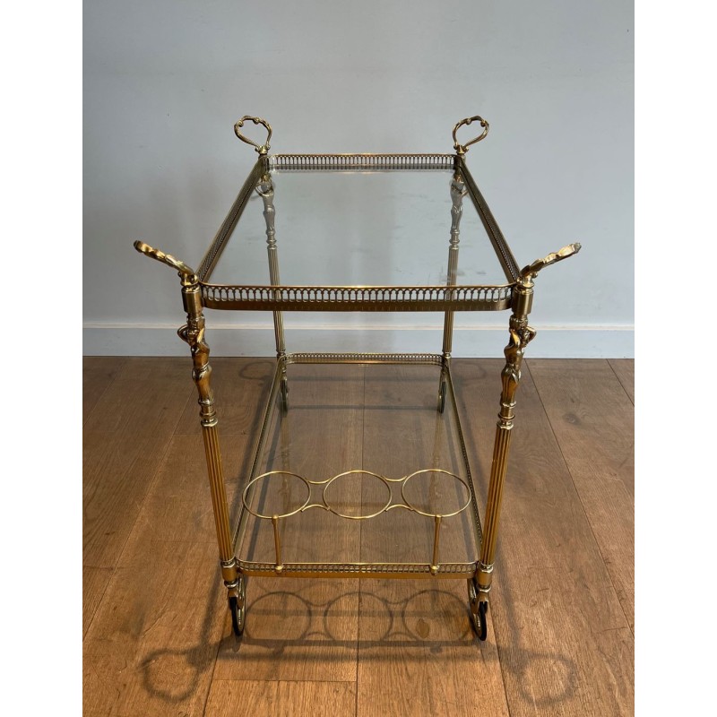 Neoclassical Brass Drinks Trolley Cherub Mounts Style Maison Jansen 1940