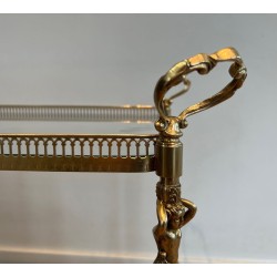 Neoclassical Brass Drinks Trolley Cherub Mounts Style Maison Jansen 1940