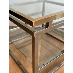 Paire Bouts Canapé Chrome Laiton Verre Travail Français vers 1970