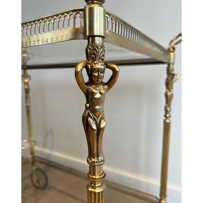 Neoclassical Brass Drinks Trolley Cherub Mounts Style Maison Jansen 1940