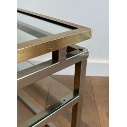 Paire Bouts Canapé Chrome Laiton Verre Travail Français vers 1970
