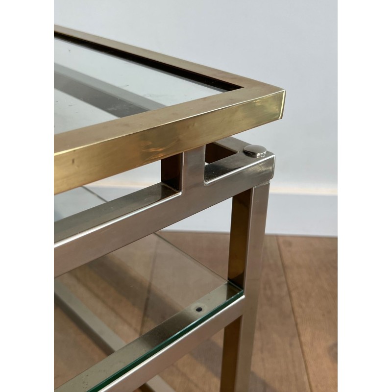 Paire Bouts Canapé Chrome Laiton Verre Travail Français vers 1970
