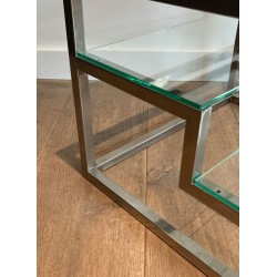 Paire Bouts Canapé Chrome Laiton Verre Travail Français vers 1970