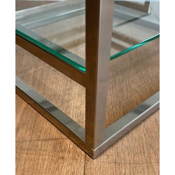 Paire Bouts Canapé Chrome Laiton Verre Travail Français vers 1970